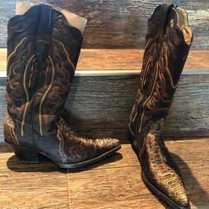 Gold/Brn Python Triad Corral Boots